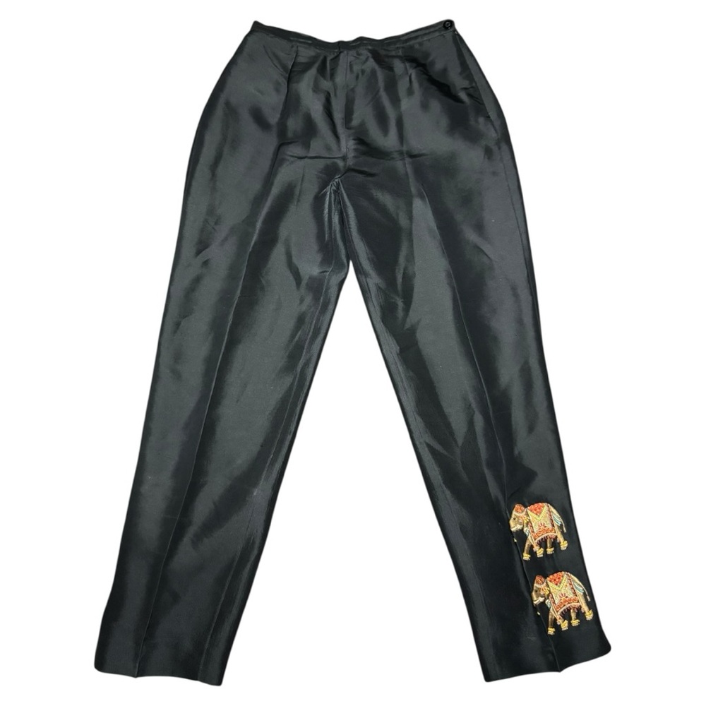 SilkLand Embroidered Elephant Pure Silk Pants